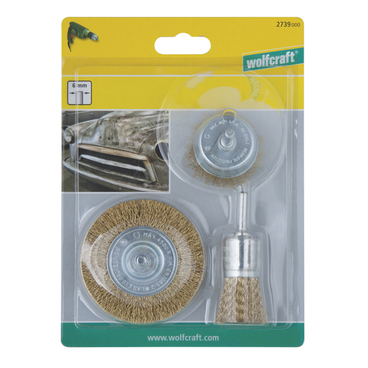 Brass Wire Brush Set, 3 pcs., Brass Wire Brushes
